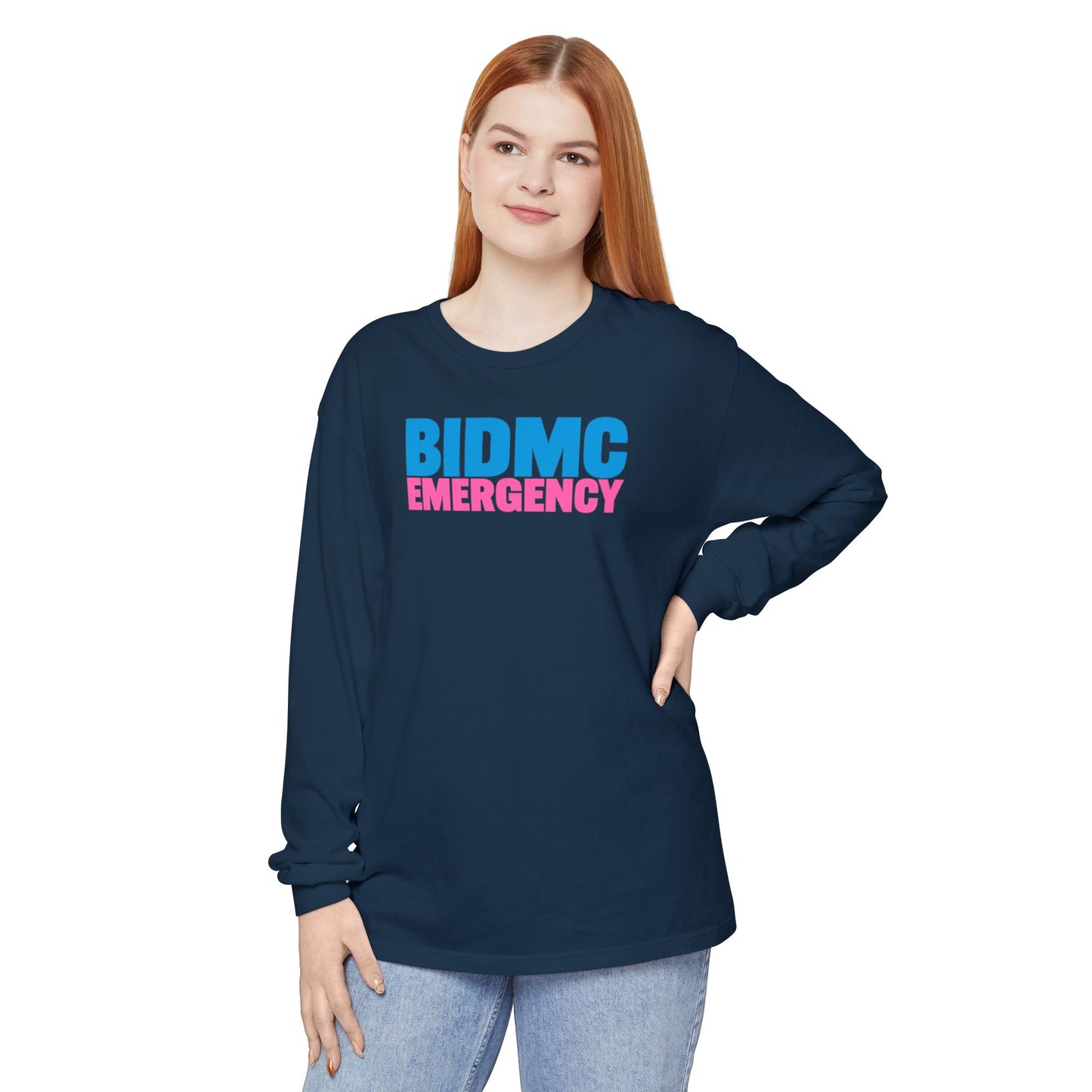 BIDMC EMERGENCY BREAST CANCER AWARENESS CREWNECK LONG SLEEVE TEE