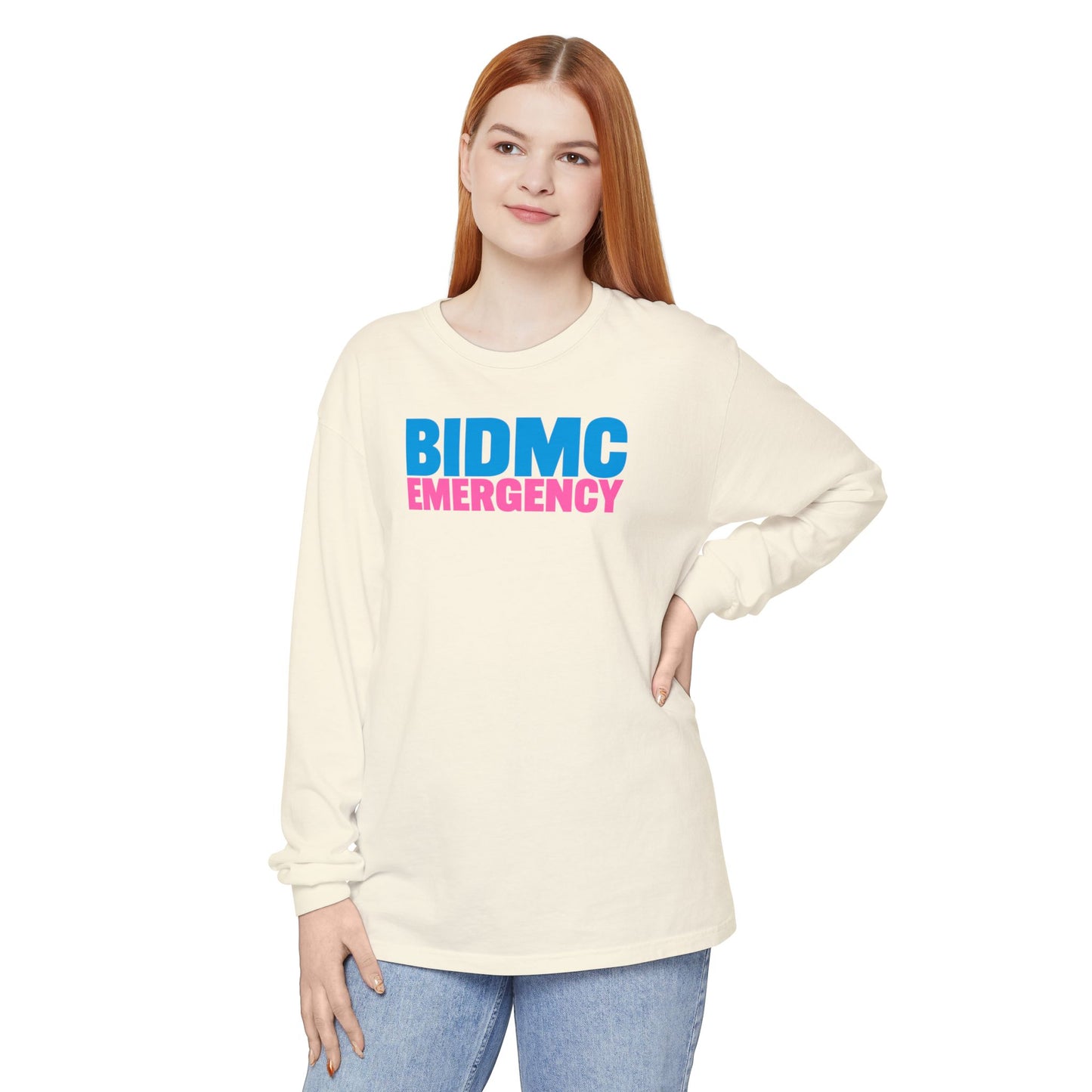BIDMC EMERGENCY BREAST CANCER AWARENESS CREWNECK LONG SLEEVE TEE