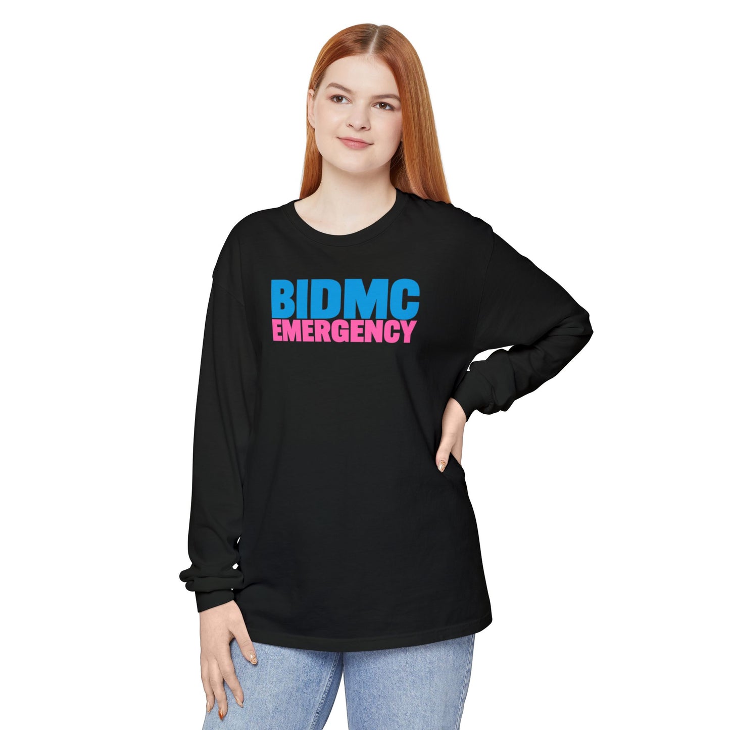 BIDMC EMERGENCY BREAST CANCER AWARENESS CREWNECK LONG SLEEVE TEE