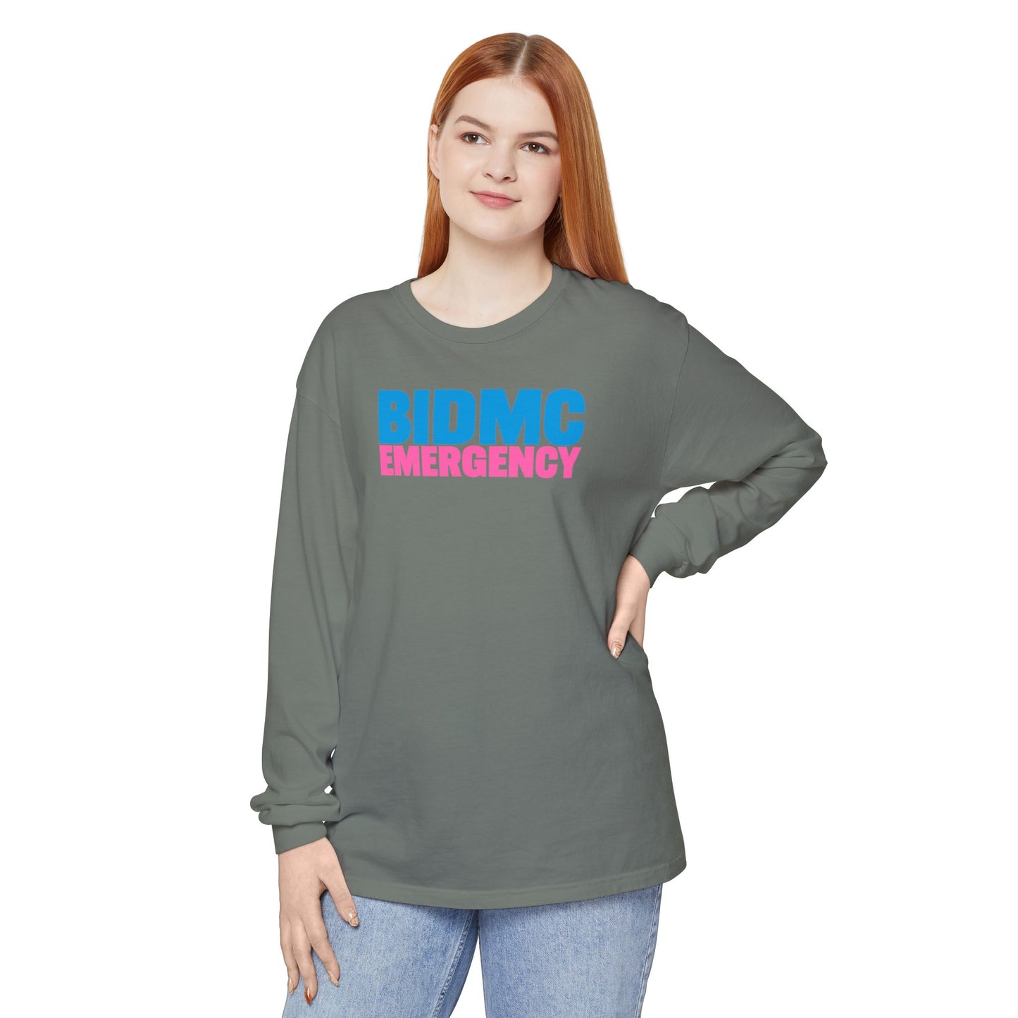 BIDMC EMERGENCY BREAST CANCER AWARENESS CREWNECK LONG SLEEVE TEE