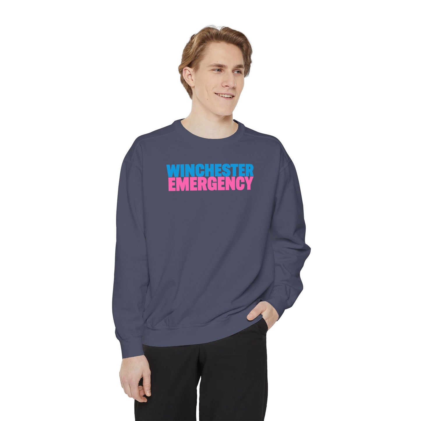 Winchester Emergency Breast Cancer Awareness Comfort Colors Crewneck Sweatshirt