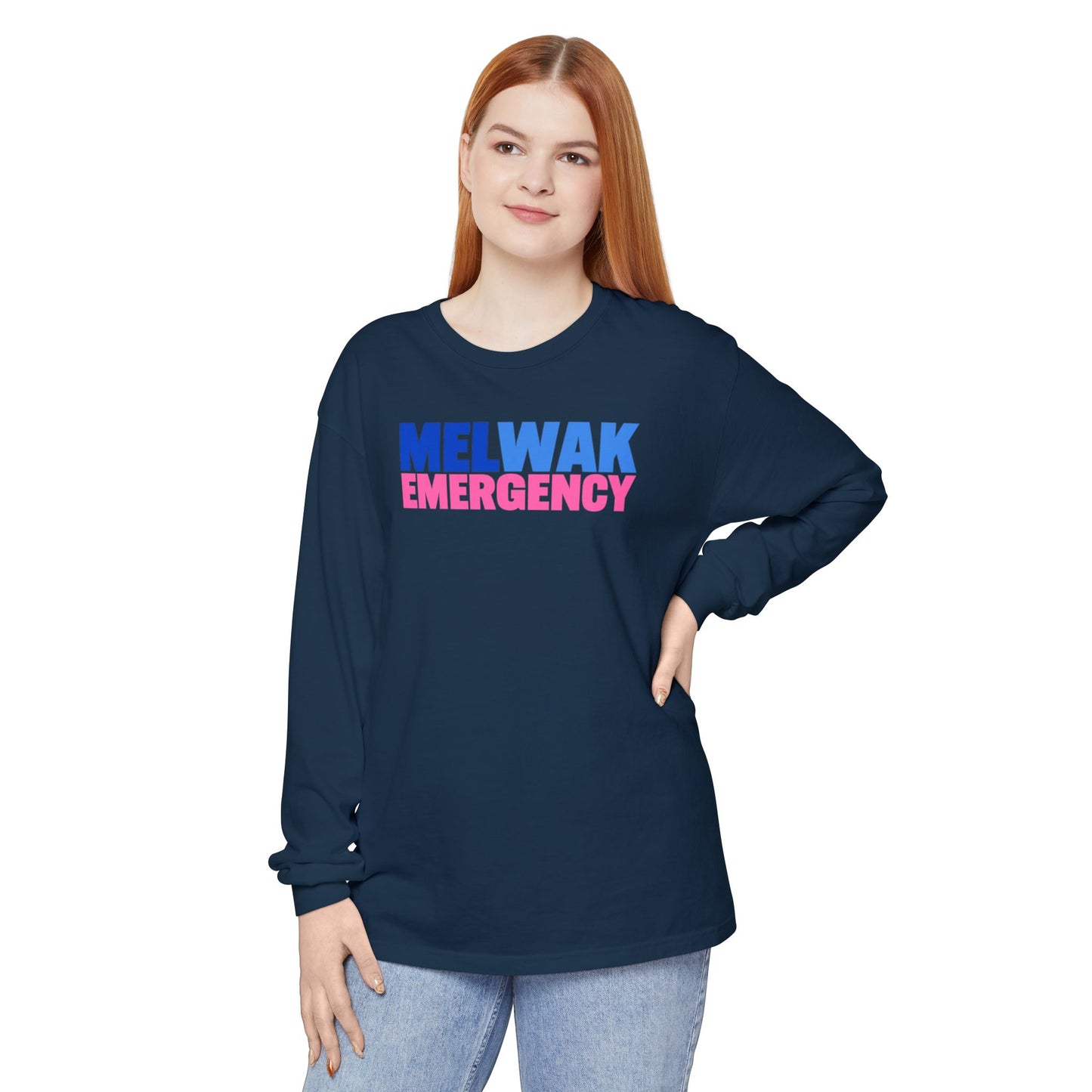 MELWAK EMERGENCY Pink CREWNECK LONG SLEEVE TEE