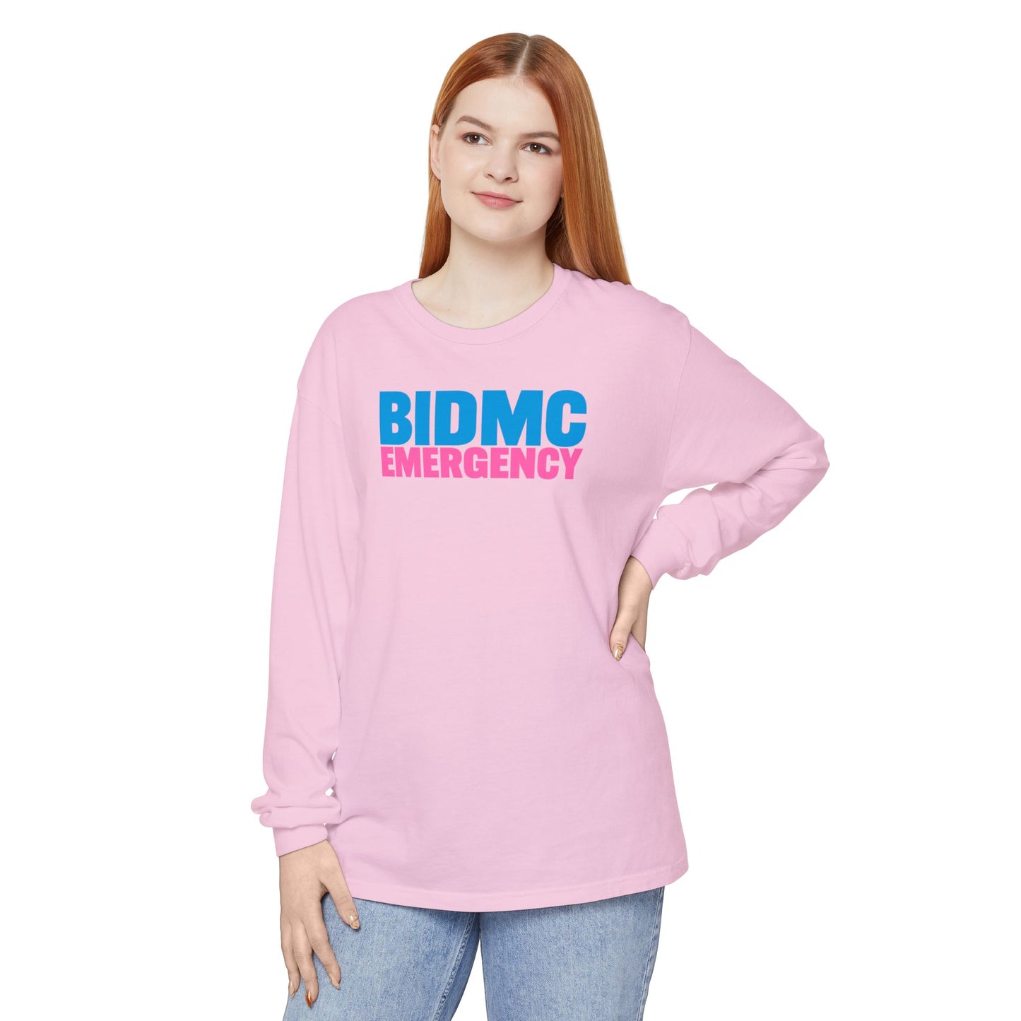 BIDMC EMERGENCY BREAST CANCER AWARENESS CREWNECK LONG SLEEVE TEE
