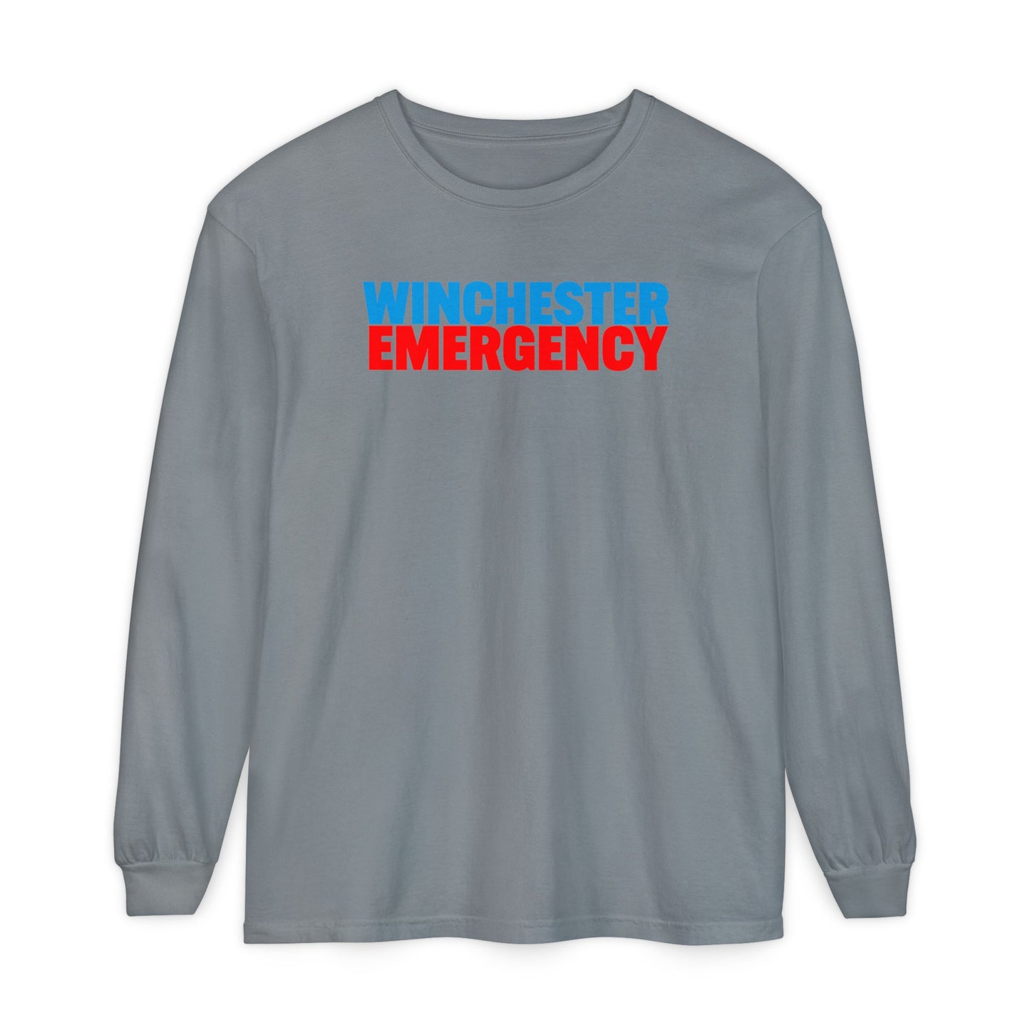 Winchester Emergency (RED) Comfort Colors Crewneck Long Sleeve T-Shirt