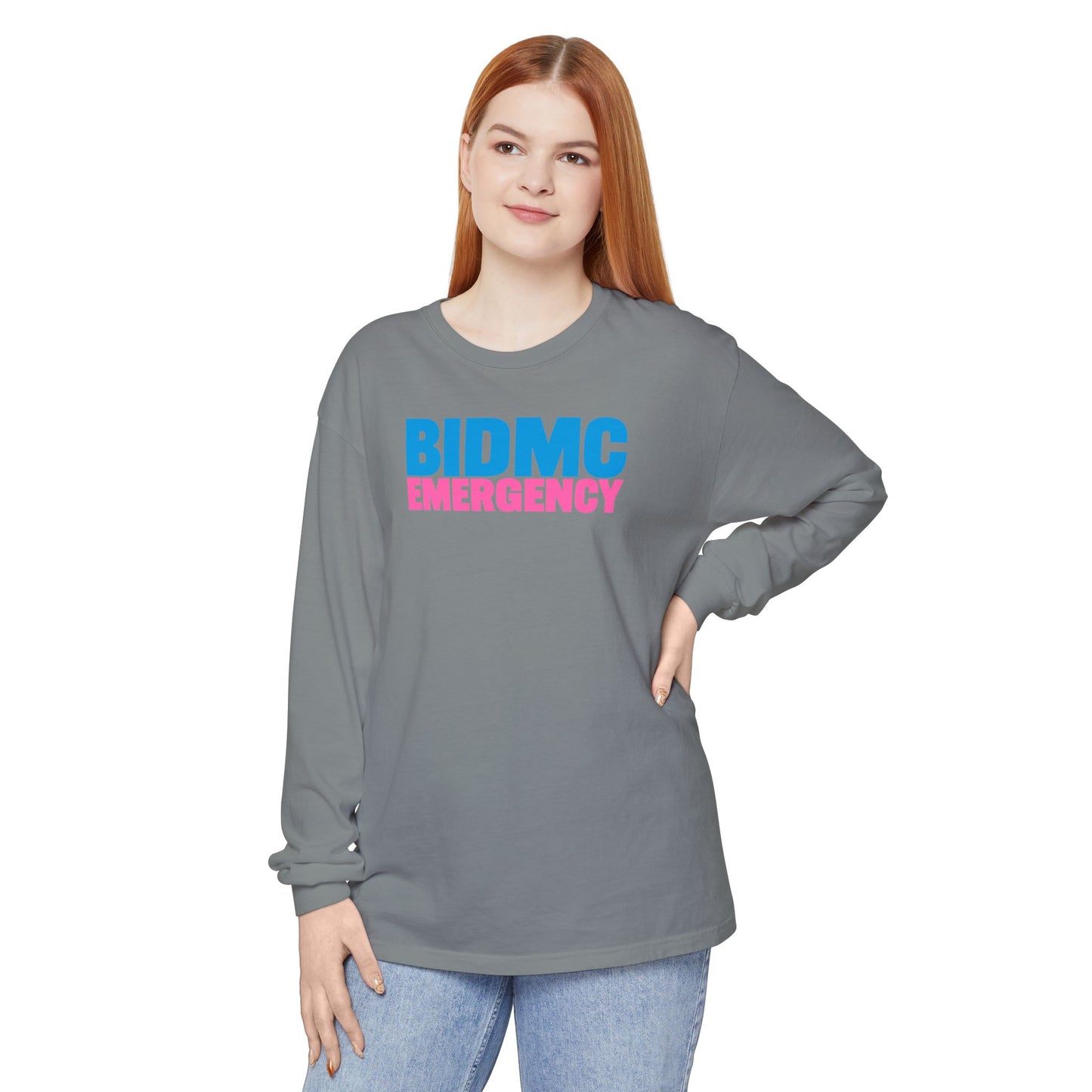 BIDMC EMERGENCY BREAST CANCER AWARENESS CREWNECK LONG SLEEVE TEE