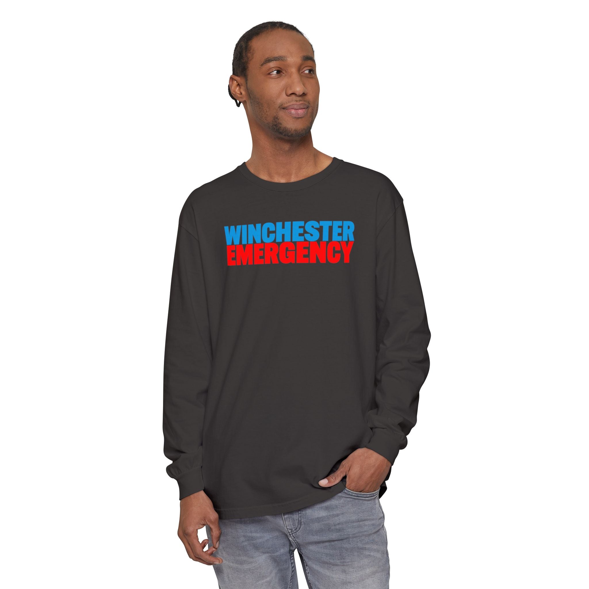 Winchester Emergency (RED) Comfort Colors Crewneck Long Sleeve T-Shirt
