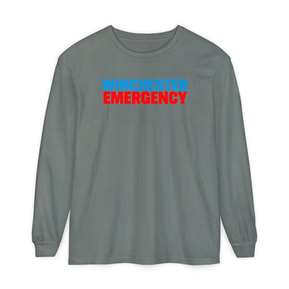 Winchester Emergency (RED) Comfort Colors Crewneck Long Sleeve T-Shirt