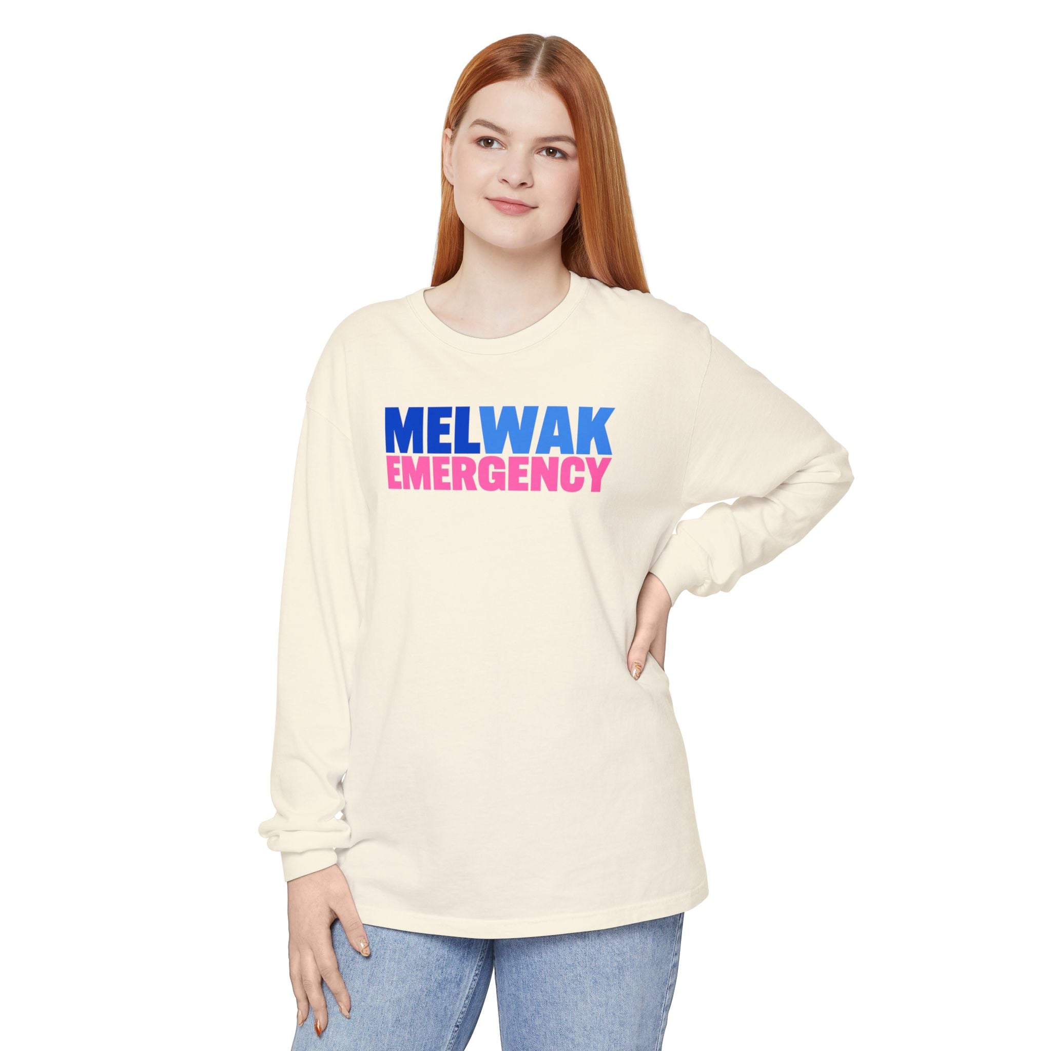 MELWAK EMERGENCY Pink CREWNECK LONG SLEEVE TEE