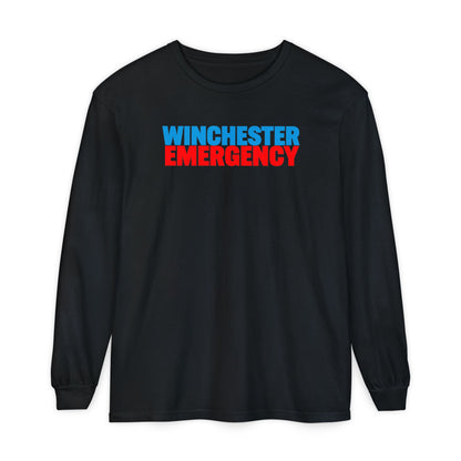 Winchester Emergency (RED) Comfort Colors Crewneck Long Sleeve T-Shirt