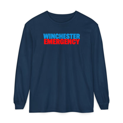 Winchester Emergency (RED) Comfort Colors Crewneck Long Sleeve T-Shirt