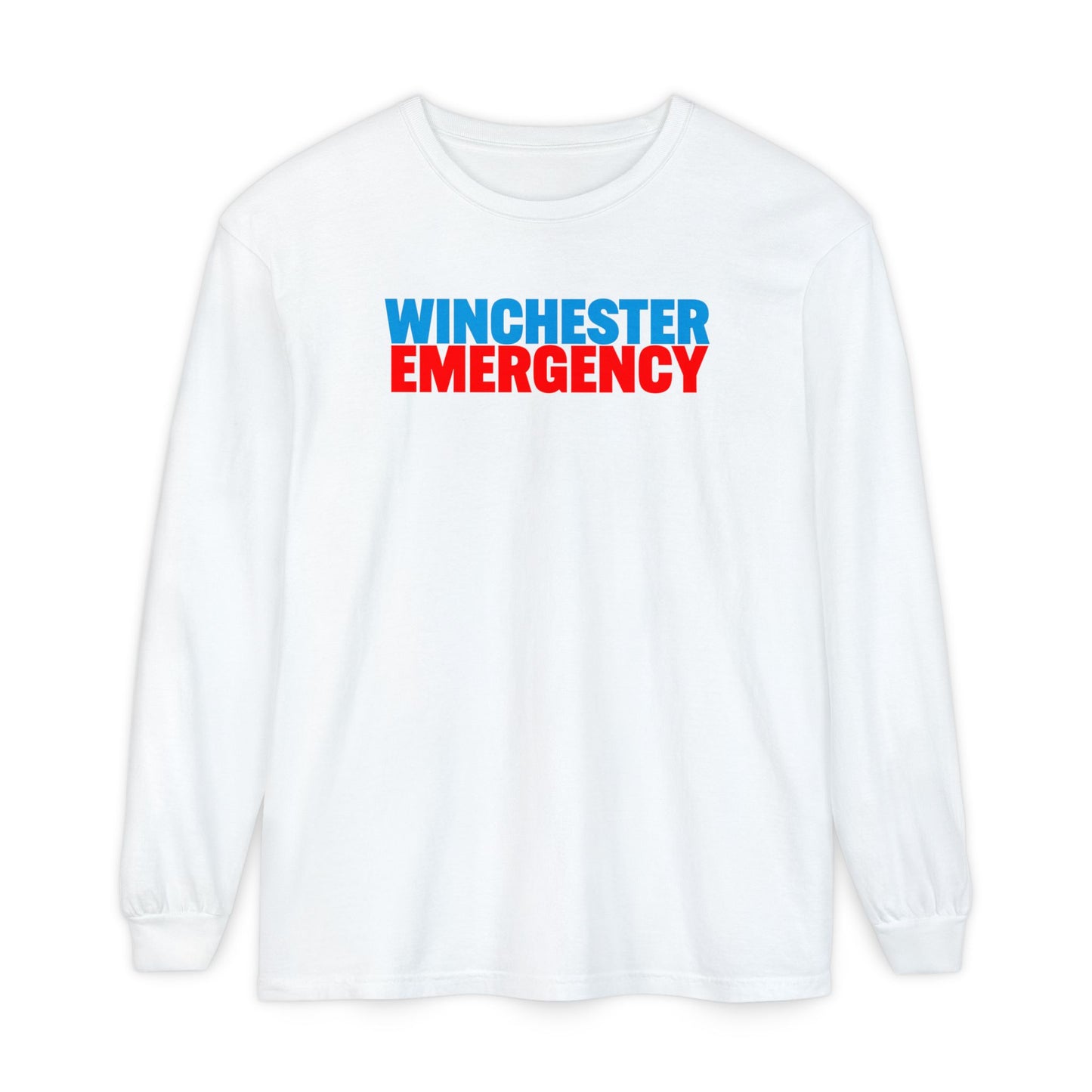 Winchester Emergency (RED) Comfort Colors Crewneck Long Sleeve T-Shirt