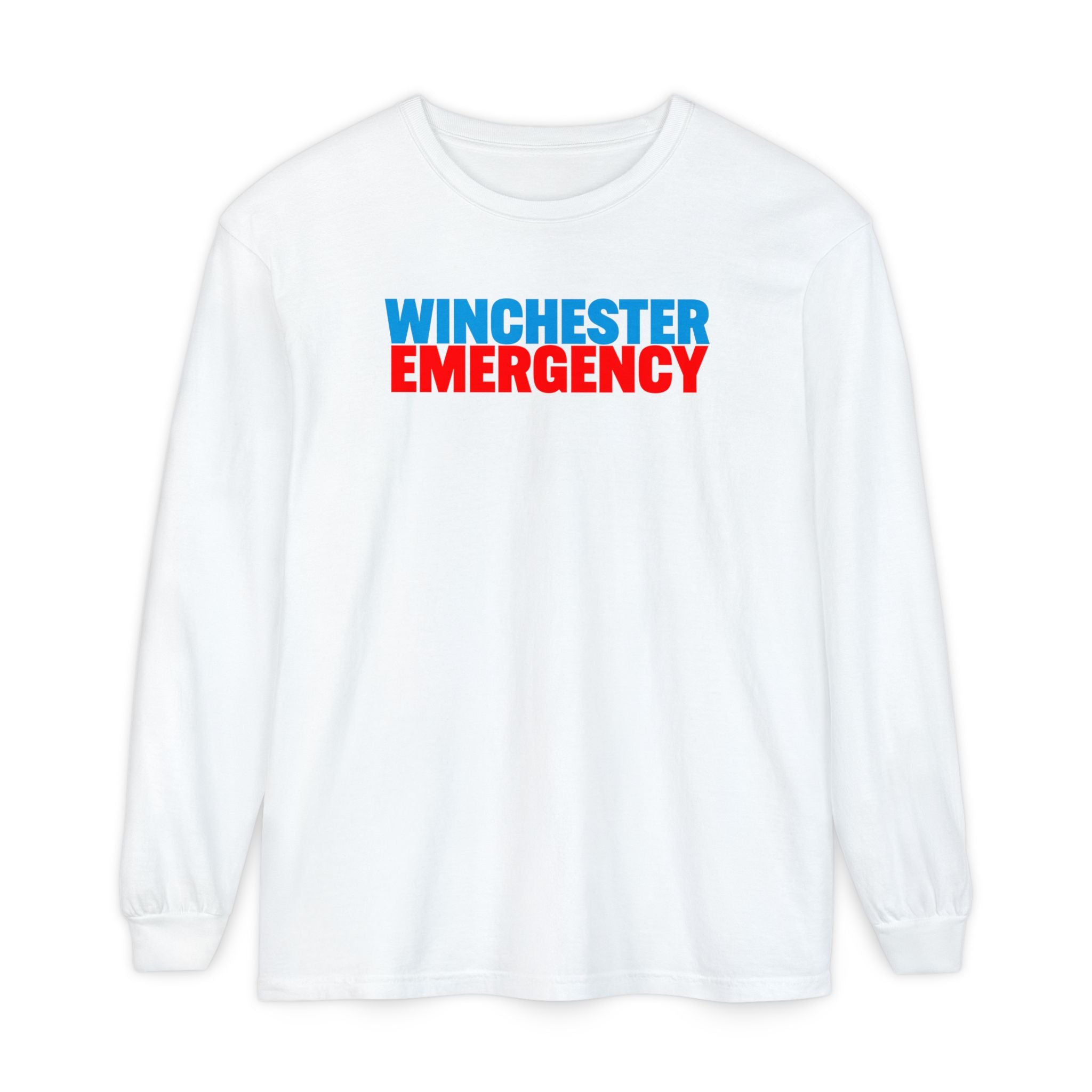 Winchester Emergency (RED) Comfort Colors Crewneck Long Sleeve T-Shirt