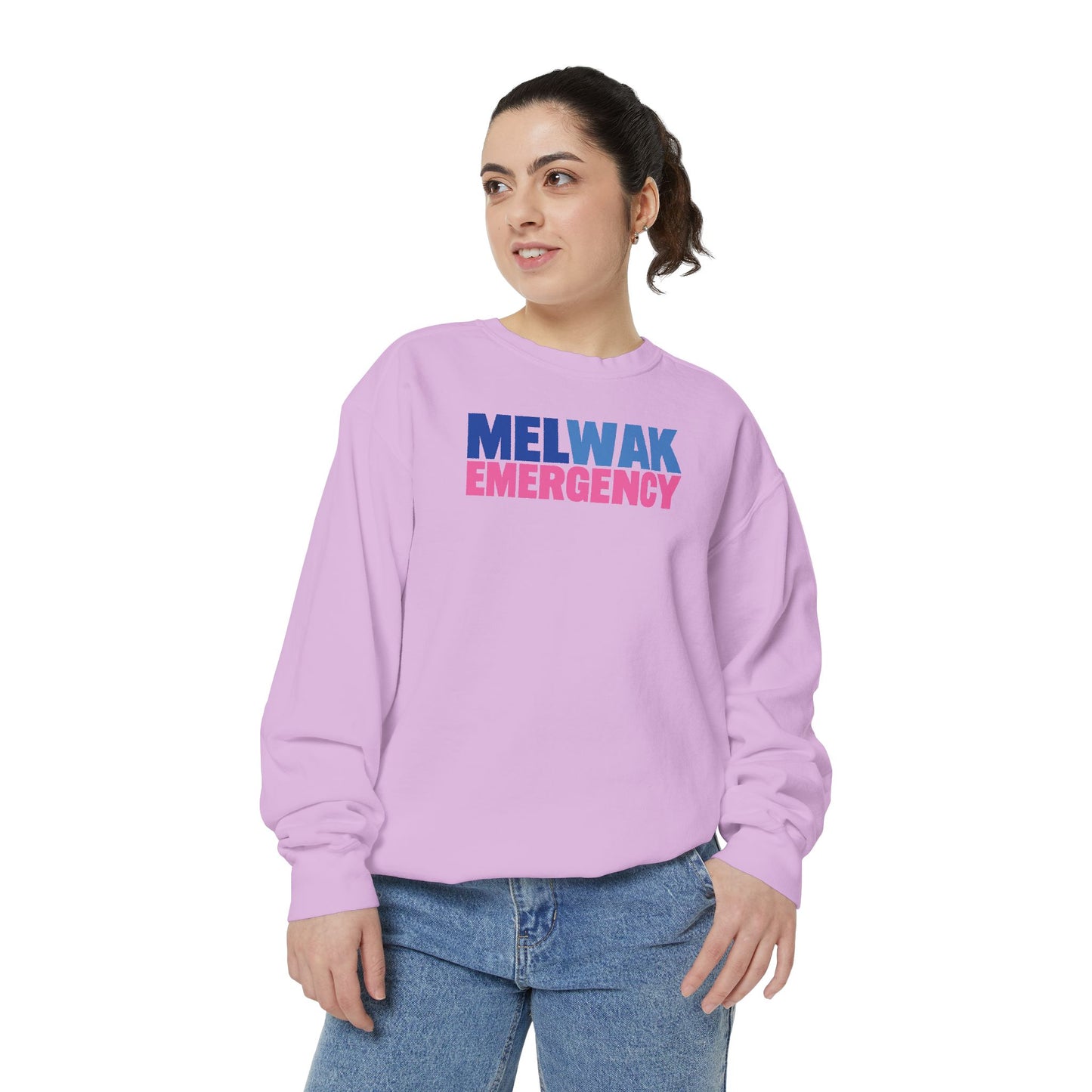 MELWAK Emergency Pink Comfort Colors Crewneck Sweatshirt