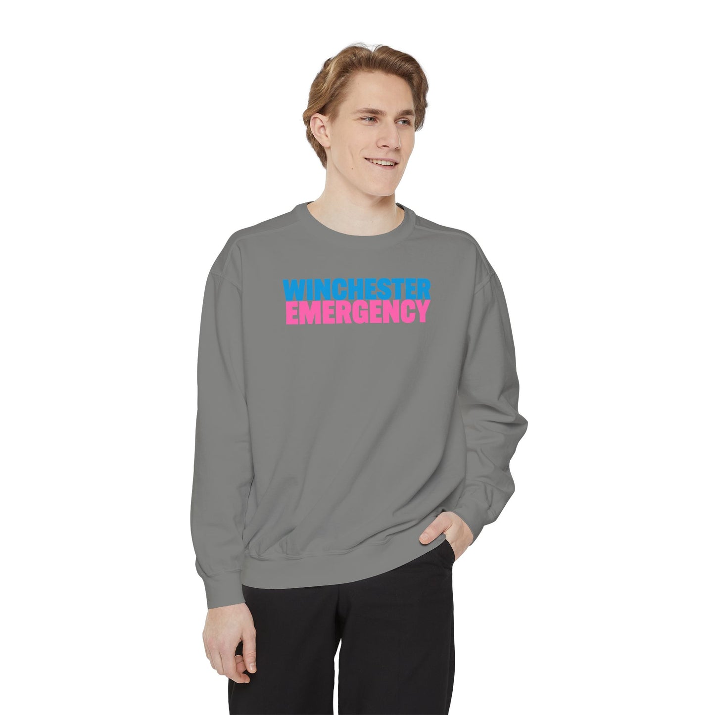 Winchester Emergency Breast Cancer Awareness Comfort Colors Crewneck Sweatshirt