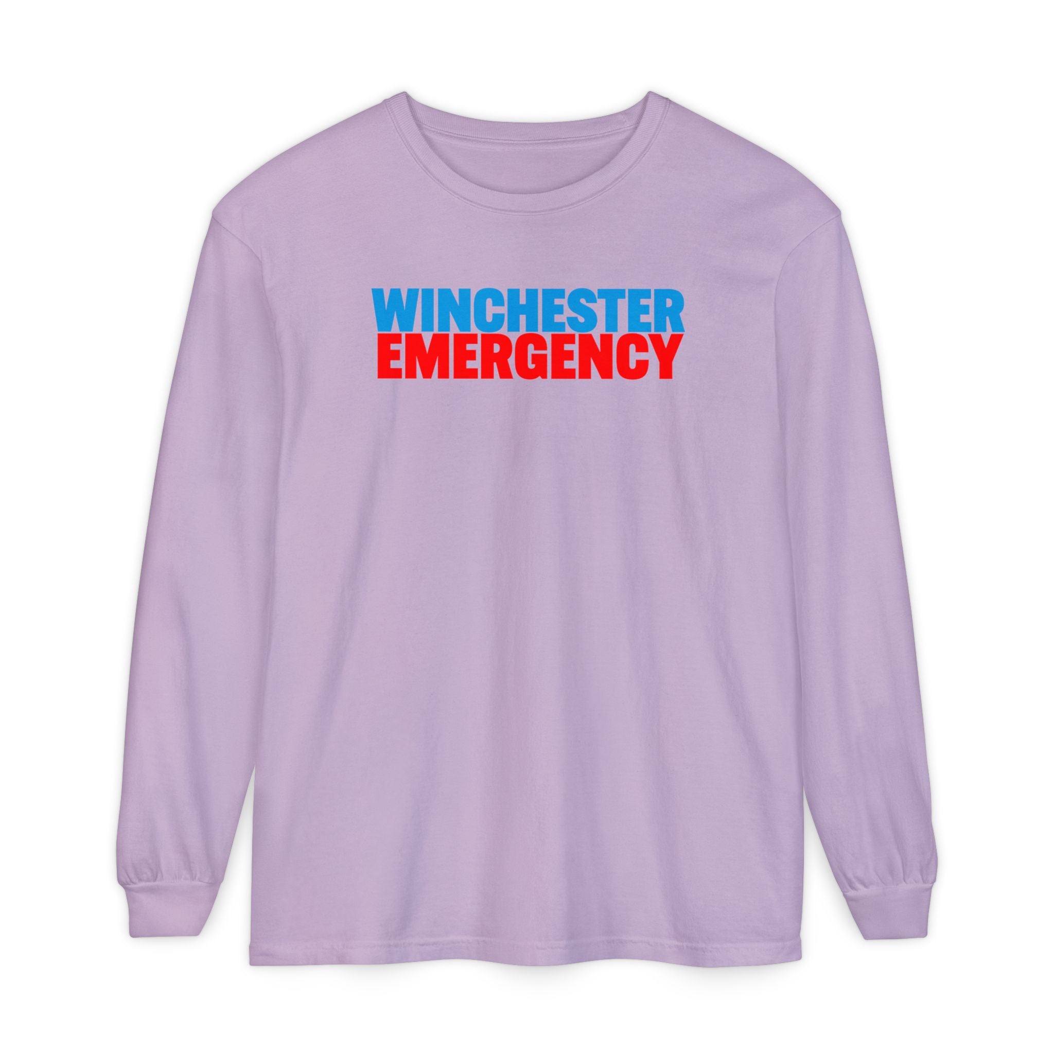 Winchester Emergency (RED) Comfort Colors Crewneck Long Sleeve T-Shirt