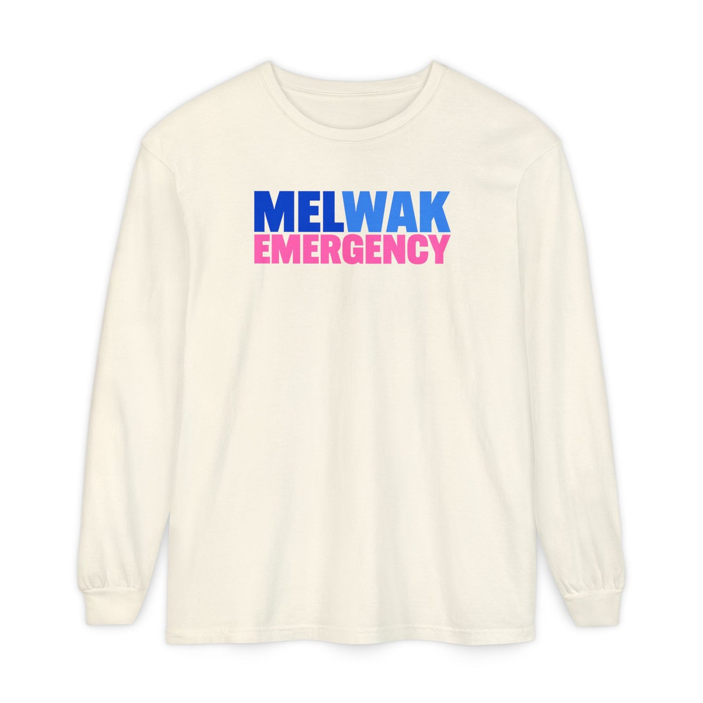 MELWAK EMERGENCY Pink CREWNECK LONG SLEEVE TEE